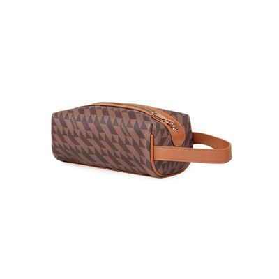 Necessaire de Viagem Feminina Média Monograma BG Marrom M / Marrom