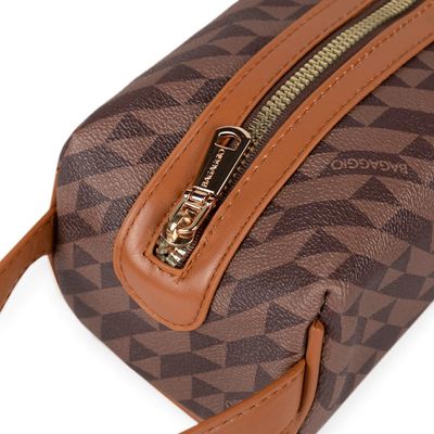 Necessaire de Viagem Feminina Média Monograma BG Marrom M / Marrom