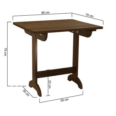 Mesa Dobrável Ipanema 80x70cm Madeira Imbuia Maciça Stain Imbuia