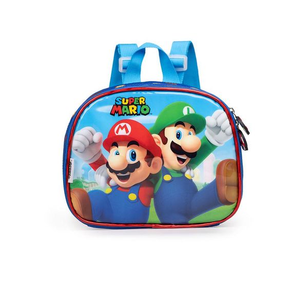 Lancheira Escolar Infantil Masculina Mario Bross Azul U / Azul
