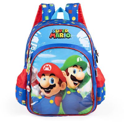 Mochila Escolar Infantil Masculina Mario Bross Premium Azul U / Azul