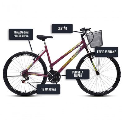 Bicicleta Colli Cazelle Allegra Aro 26 Freio V-brake Quadro 18 Roxo