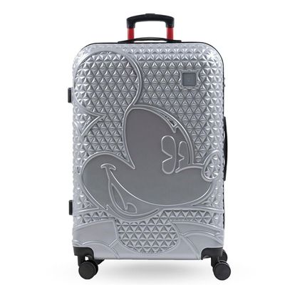Mala de Viagem Grande 32 Kg ABS 4 Rodas Mickey Epcot Prata G / Prata