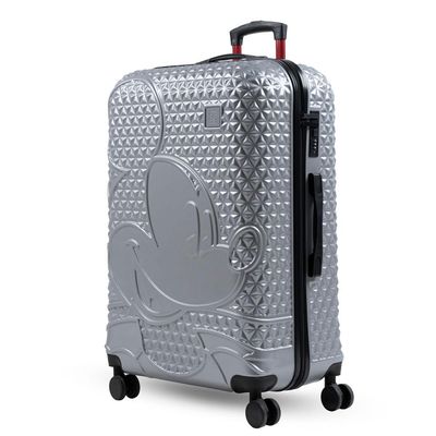 Mala de Viagem Grande 32 Kg ABS 4 Rodas Mickey Epcot Prata G / Prata