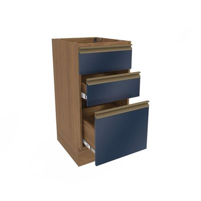 Balcão 3 Gavetas Kappesberg Celeste 100% Mdf Nogueira-azul Profundo 40cm
