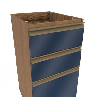 Balcão 3 Gavetas Kappesberg Celeste 100% Mdf Nogueira-azul Profundo 40cm