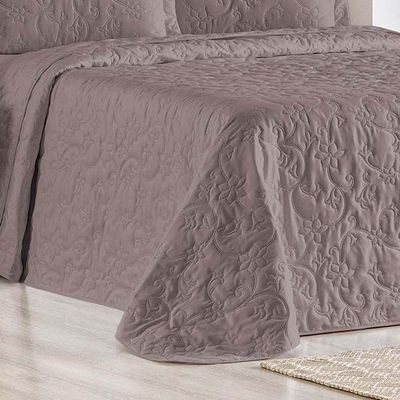 Kit Cobre Leito Colcha Celeste Queen 3 Peças Matelado Floral 180 Fios - Lavanda