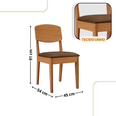 Mesa De Jantar Diane 180cm Tampo Mdf Canto Copo E 6 Cadeiras Veludo Marrom/naturale/off White