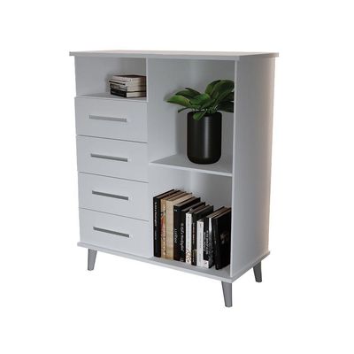 Balcão Aparador Multiuso ômega Com 4 Gavetas Branco