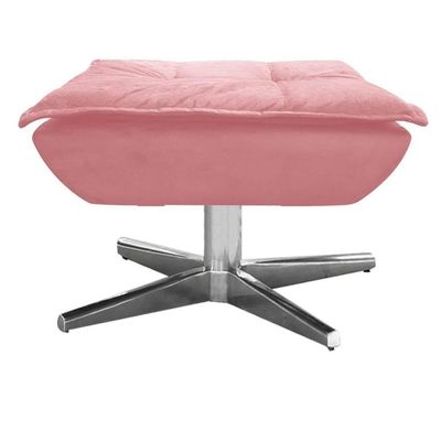 Kit 2 Poltronas Decorativas Base Giratória Cromada Com Puff Opla Suede Rose - Ibiza