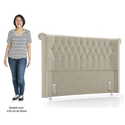 Cabeceira Cama Casal Queen 160cm Dust P02 Veludo Bege - Mpozenato