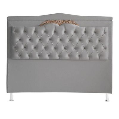 Cabeceira De Cama Box Madri Casal Queen 160 Cm Suede Prata Do Lar Móveis E Decoração