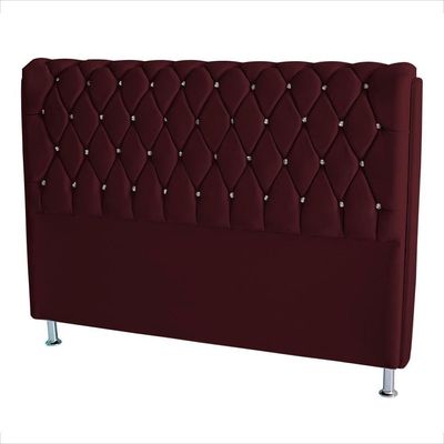 Cabeceira De Cama Box Londres Casal Queen 160 Cm Suede Botão De Strass Bordo Do Lar Móveis E Decoração
