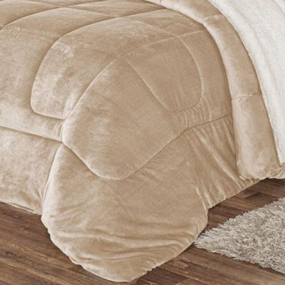 Coberdrom Pele De Carneiro Sherpa Everest Queen 01 Peça - Caqui - Elegância Garantida