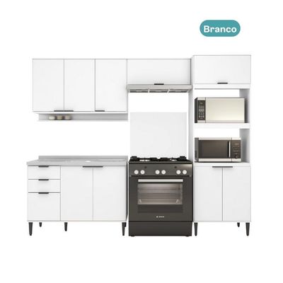 Armário De Cozinha Completa C Balcão Miami Prime Carraro Branco