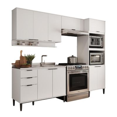 Armário De Cozinha Completa C Balcão Miami Prime Carraro Branco