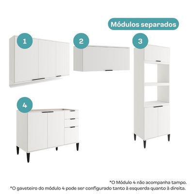 Armário De Cozinha Completa C Balcão Miami Prime Carraro Branco