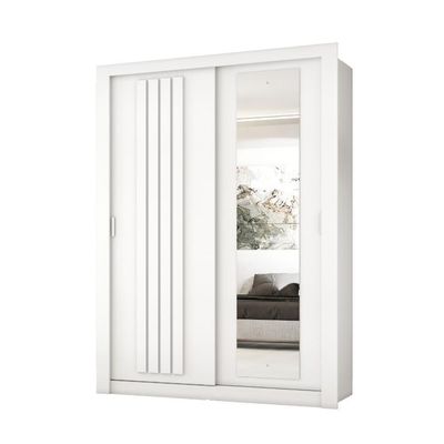 Guarda Roupa Solteiro 2 Portas Darvi Com Espelho Direito Carraro Branco