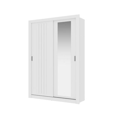 Guarda Roupa Solteiro 2 Portas Darvi Com Espelho Direito Carraro Branco