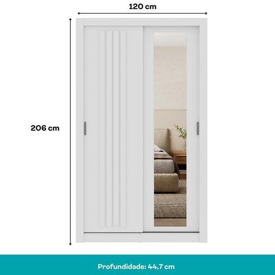 Guarda Roupa Solteiro 2 Portas Darvi Com Espelho Direito Carraro Branco