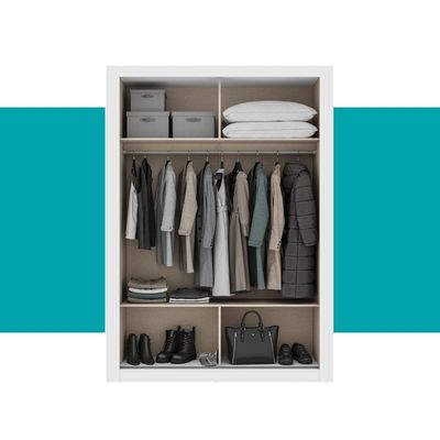 Guarda Roupa Solteiro 2 Portas Darvi Com Espelho Direito Carraro Branco