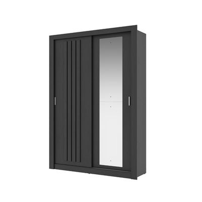 Guarda Roupa Solteiro 2 Portas Darvi Com Espelho Direito Carraro Preto Touch