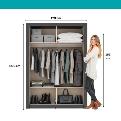 Guarda Roupa Solteiro 2 Portas Darvi Carraro Ripado Preto Touch Com Freijó