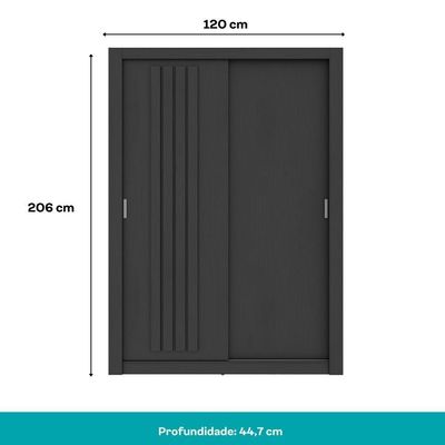 Guarda Roupa Solteiro 2 Portas Darvi Carraro Ripado Preto Touch Com Freijó