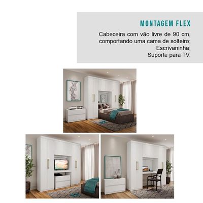 Guarda Roupa Casal 6 Portas 2 Gavetas Branco C/ Painel De Tv