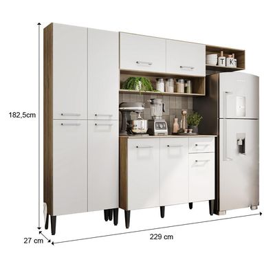 Cozinha Compacta Arizona Glam Carvalho Com Branco Carraro