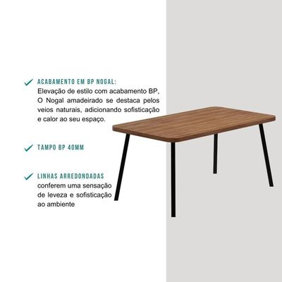 Mesa De Jantar 6 Lug Retangular 1,6m Stellar Carraro Nog Pre