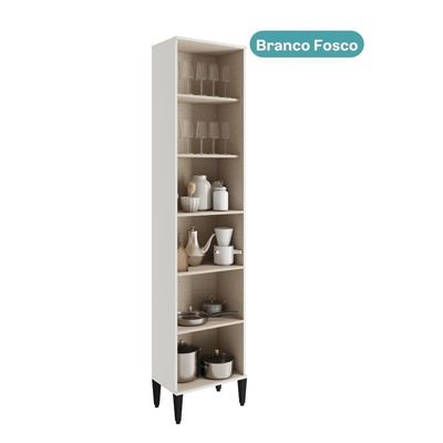Paneleiro Miami 1 Porta + 1 Porta De Vidro 5 Prateleiras Carraro Branco