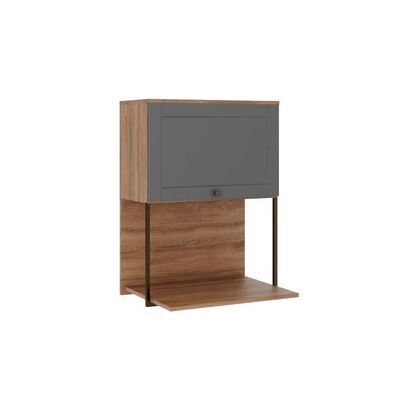 Armário Aéreo Milla 1 Porta Nog/cinza Tubo Ouro Velho Carraro