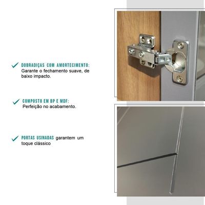 Armário Aéreo Milla 1 Porta Nog/cinza Tubo Ouro Velho Carraro