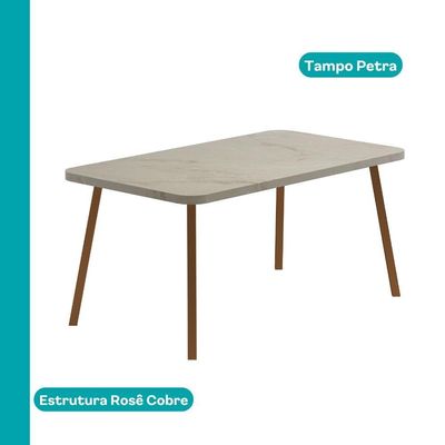 Conjunto Sala De Jantar 6 Cadeiras Almería Carraro Petra Areia Rosê