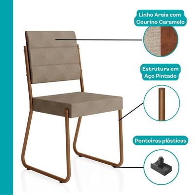 Conjunto Sala De Jantar 6 Cadeiras Almería Carraro Petra Areia Rosê