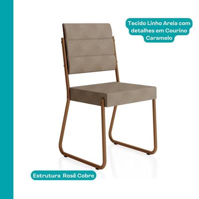 Conjunto Sala De Jantar 6 Cadeiras Almería Carraro Petra Areia Rosê