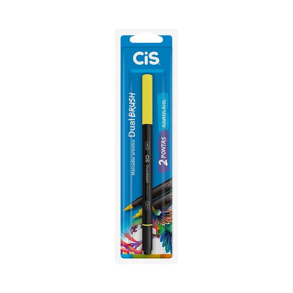 Marcador Artístico Cis Dual Brush Fine Aquarelável Amarelo Neon 0.8mm Marcador Artístico Cis Dual Brush Fine Aquarelável Amarelo Neon 0.8mm