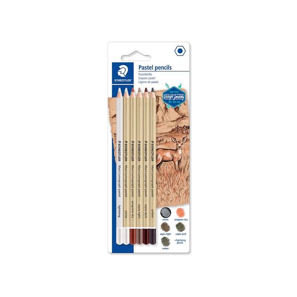 Lápis Grafite Técnico Staedtler Pastel Lumograf com 6 Cores