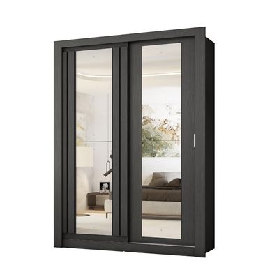 Guarda Roupa Solteiro 2 Portas Darvi Com 2 Espelhos Carraro Preto Touch