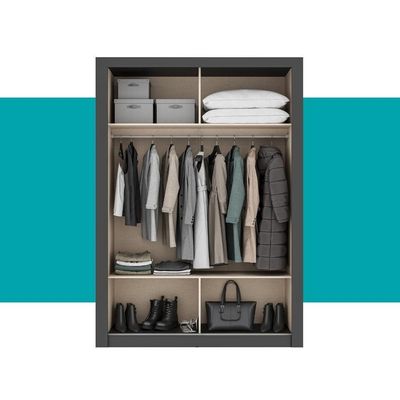 Guarda Roupa Solteiro 2 Portas Darvi Com 2 Espelhos Carraro Preto Touch
