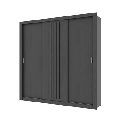 Guarda Roupa Casal 3 Portas Doha Carraro Preto Touch Com Freijó