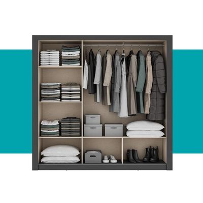 Guarda Roupa Casal 3 Portas Doha Carraro Preto Touch Com Freijó