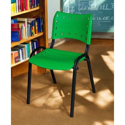 Cadeira Iso Base Preto Igreja, Escola, Escritório - Verde - Kit 1 Peça