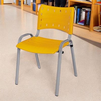Cadeira Iso Base Cinza, Igreja, Escola, Escritório - Amarelo Kit 10 Peças