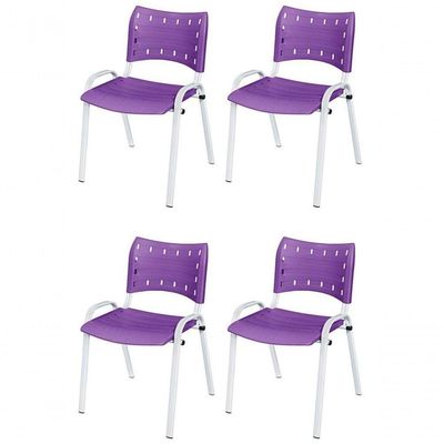 Cadeira Iso Base Branco Igreja, Escola, Escritório - Violeta Kit 4 Peças