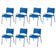 Cadeira Iso Base Cinza, Igreja, Escola, Escritório - Azul Kit 7 Peças