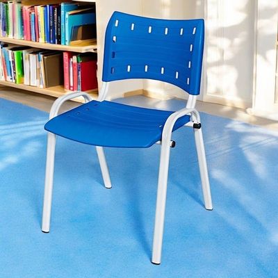 Cadeira Iso Base Branco Igreja, Escola, Escritório - Azul Kit 8 Peças