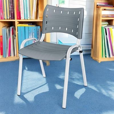 Cadeira Iso Base Branco Igreja, Escola, Escritório - Cinza Kit 12 Peças