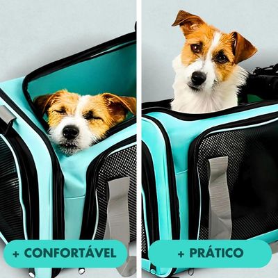 Bolsa De Viagem Verde Para Pet Alças Ajustáveis